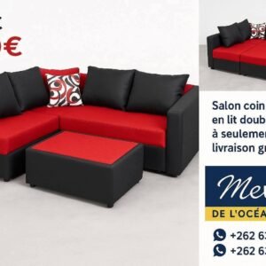 Convertible Corner Sofa – Red & Black