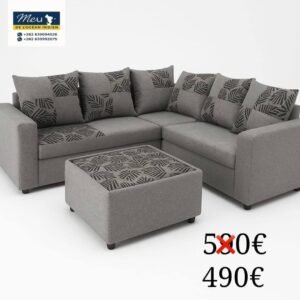 Corner Sofa – Grey Leaf Pattern