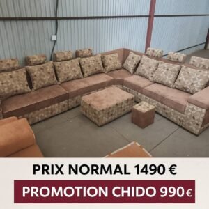 Corner Sofa – Chido Deluxe Model (Beige & Coffee Brown)