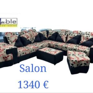 Salon Floral Elegance – Black & Red Leaf Design